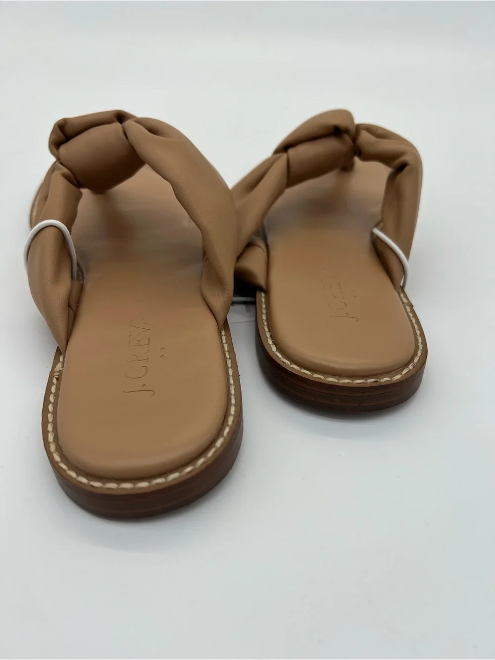 J. Crew Cognac Knotted Leather Toe-Post Sandals size 7